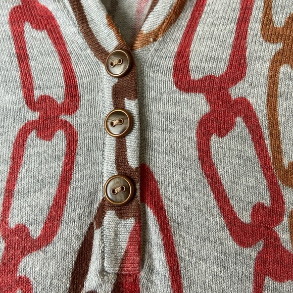 J. McLaughlin Chain Print Henley Sweater Size Large - Picture 6 of 7